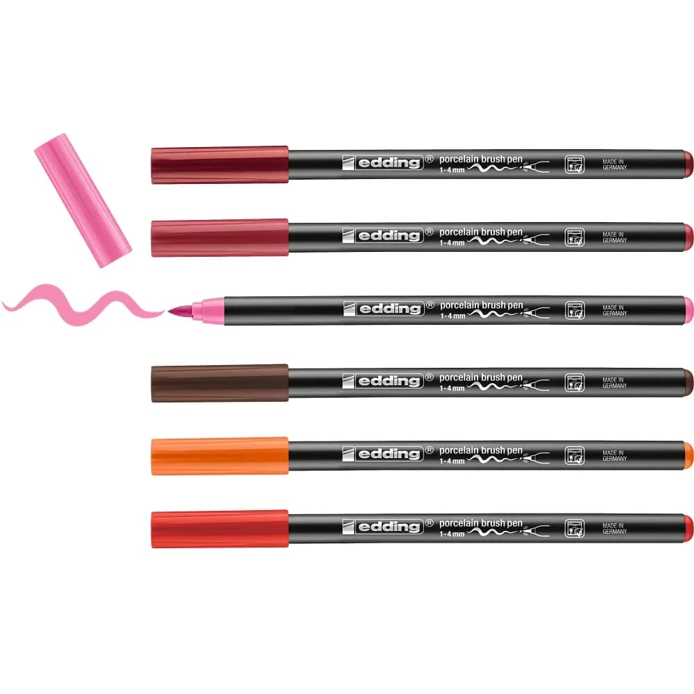 EDDING 4200/6999 - Porzellanpinselstift, Farbkombination "warm", 6er Pack