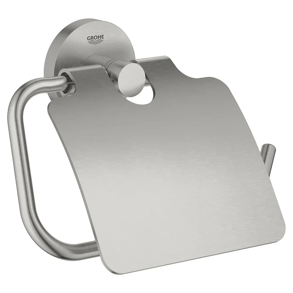 GROHE Essentials WC Papierhalter mit Deckel, Accessoires, 40367DC1, supersteel