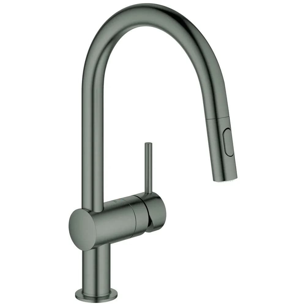 Grohe Küchenarmatur Minta, C-Auslauf herausziehbare Brause, Laminarstrahl