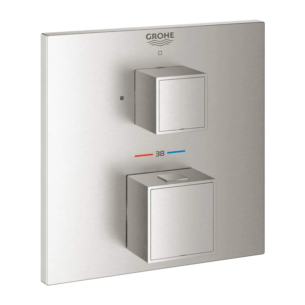 Grohe Grohtherm Cube Fertigmontageset 24153DC0 supersteel, UP-Brause-Thermostat