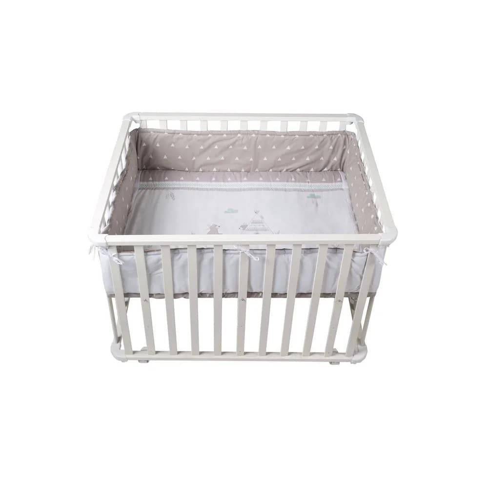 roba® Laufgitter Indibär, weiß, 75x100 cm, mit Stoffeinlage und Nestchen weiß