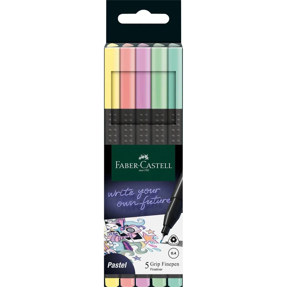 Faber-Castell 5er-Pack Fineliner »Grip Pastell« gelb
