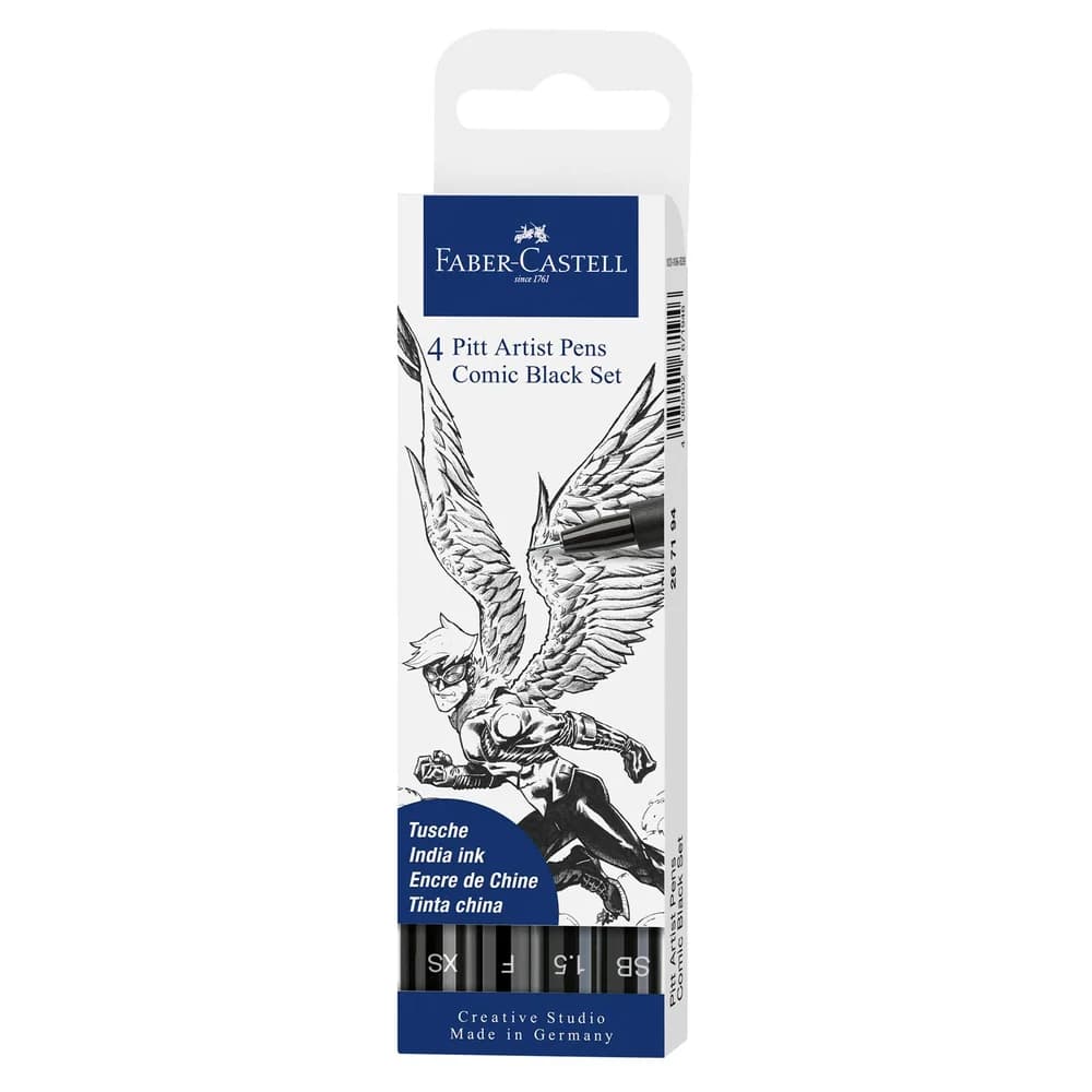 FABER-CASTELL Faber Castell Tuschestift Pitt Artist Pen 4er Comic schwarz