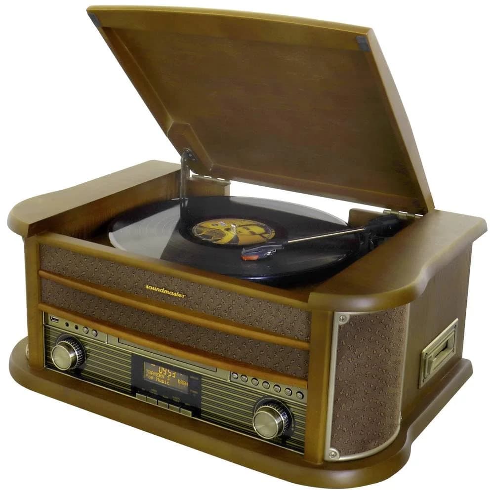 Soundmaster Kompakt-Anlage NR565DAB im Holzkoffer, mit Kassetten- & Plattenspiel...