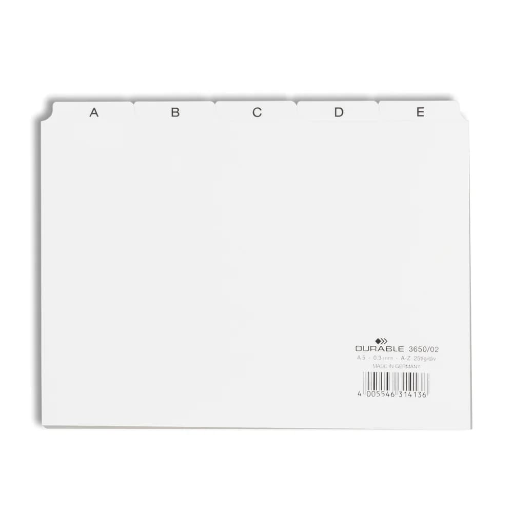 DURABLE Karteikartenregister DIN A5 quer A-Z - weiß