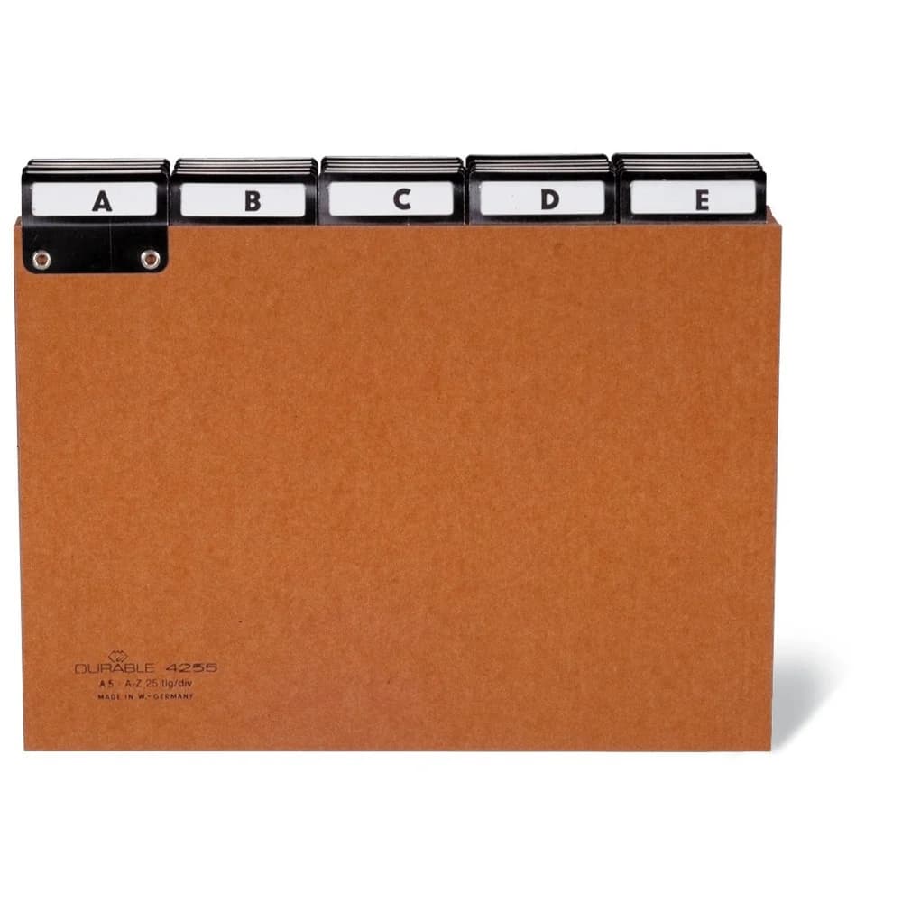 DURABLE Karteiregister A - Z, Pressspan, DIN A5 quer, braun