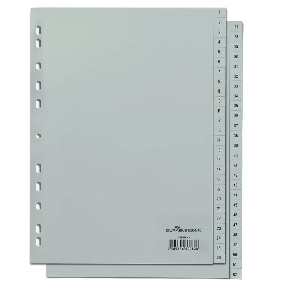 DURABLE Aktenordner Register A4 1-52 PP grau grau