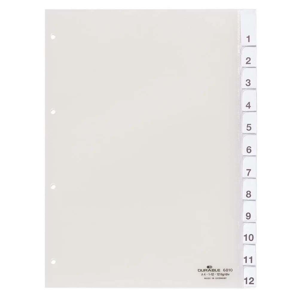 DURABLE 6810-19 Kunststoff-Register, A4, 12-teilig, transparent