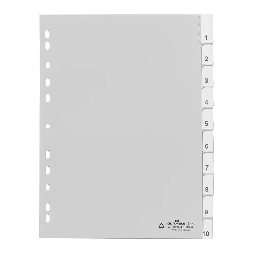 Durable 6441 Leerer Registerindex Polypropylen (PP) Grau