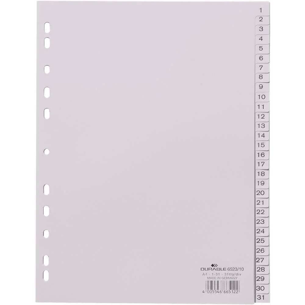 DURABLE Ordnerregister A4 nummeriert - 31-teilig - grau