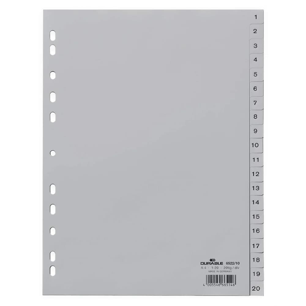 DURABLE Aktenordner Register A4 1-20 PP grau grau