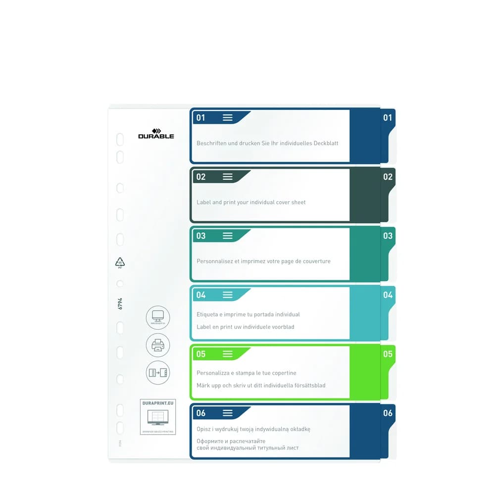 DURABLE 679427 - Kunststoffregister, A4 (1-6), mehrfarbig