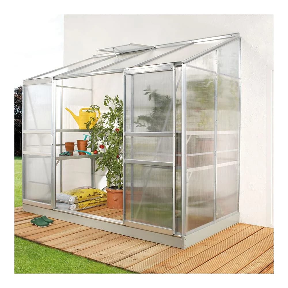 Vitavia Anglehngewächshaus Styx 3300 Hohlkammerplatten 4 mm Aluminium eloxiert