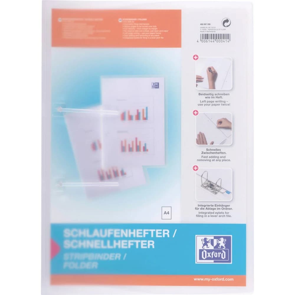 Oxford Schlaufenhefter A4 aus PP 05 mm für ca. 100 Blatt