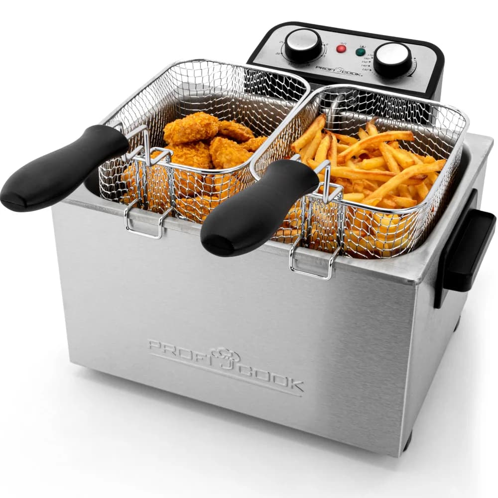 PROFICOOK PC-FR 1038 Doppelfritteuse, 5 Liter, 3000 W, Edlestahl