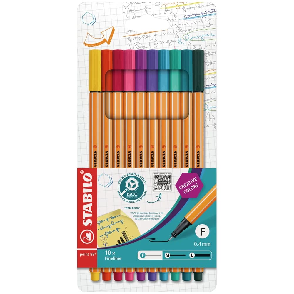 Stabilo Fineliner point 88 8810-1 0,4mm farbig sortiert 10 St./Pack.