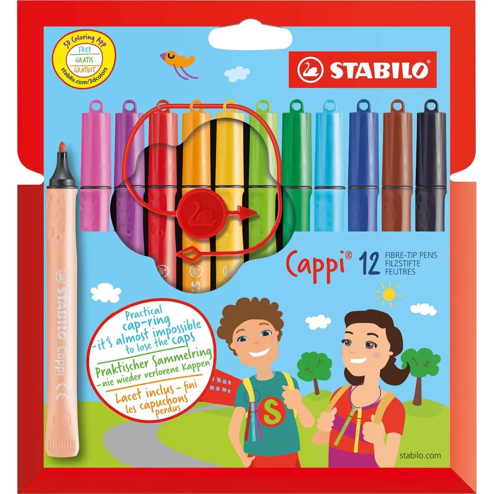 STABILO Filzstift Fasermaler Cappi / 12er Kartonetui, (12-tlg)