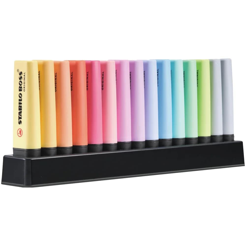 Textmarker Stabilo Boss Original 2-5mm Pastel 15er Tischset