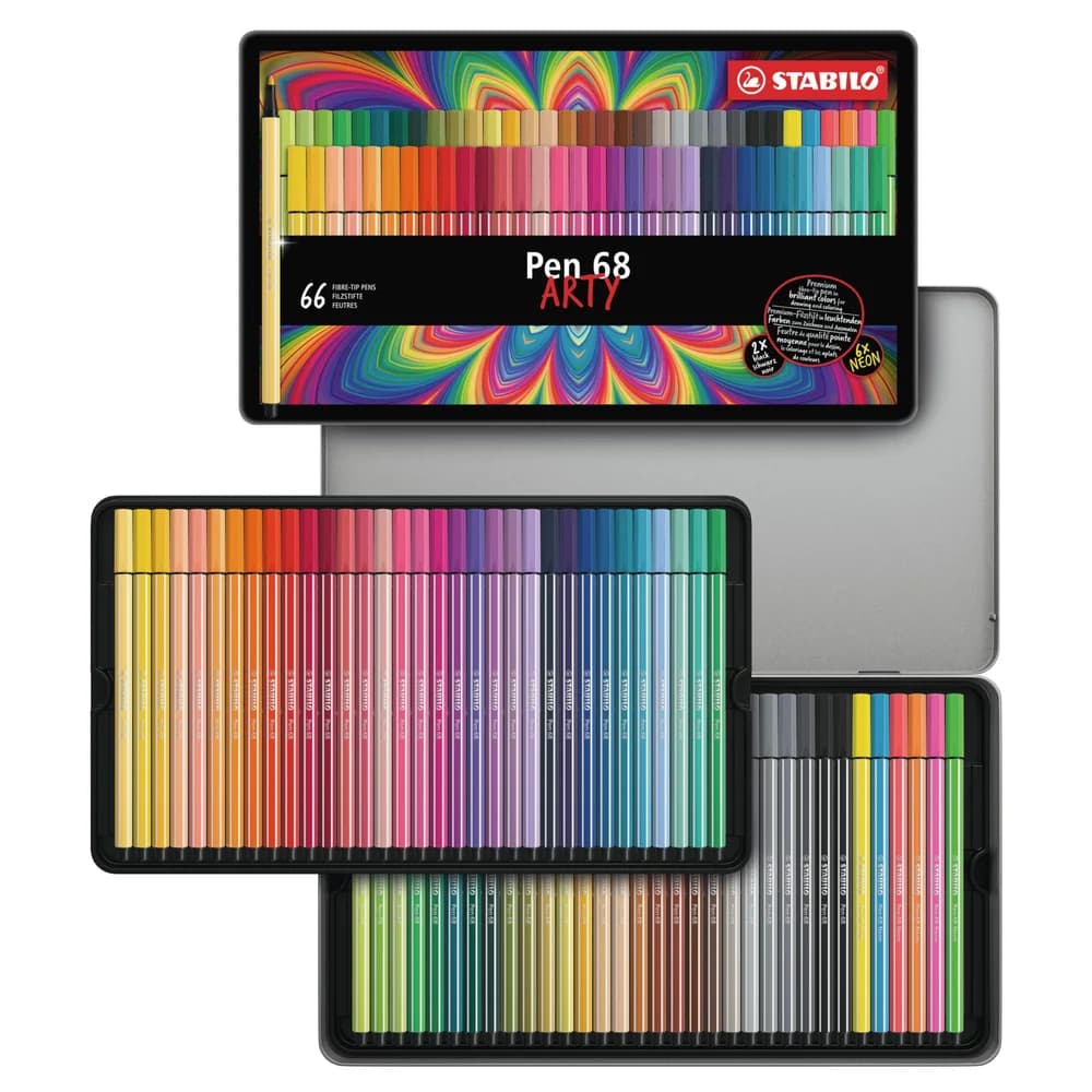 STABILO Faserstift STABILO Pen 68 Filzstift - 1 mm - 66er Metalletui ARTY