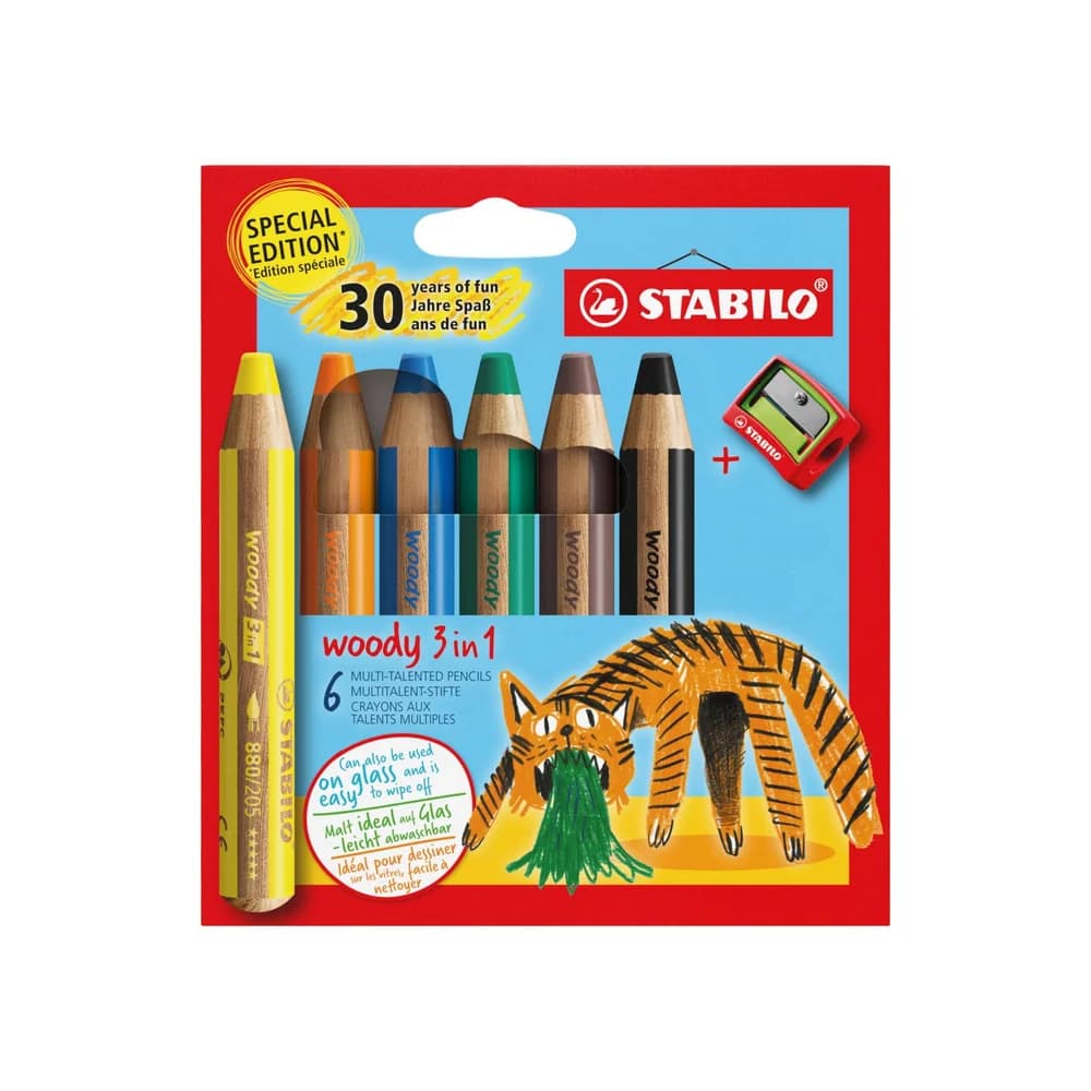 STABILO Buntstift STABILO Woody 3 in 1 Jubiläumsedition Tiger 6er Pack