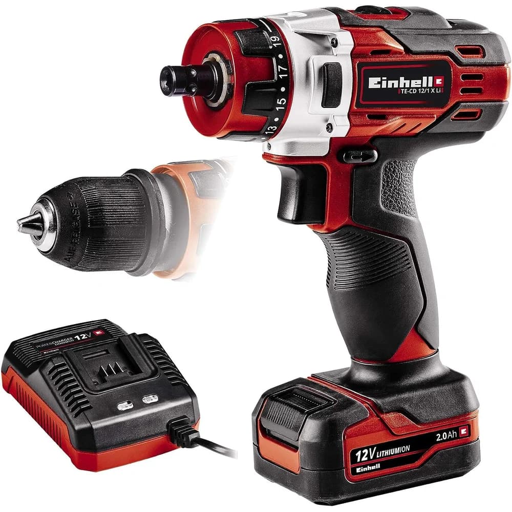 Einhell Akku-Bohrschrauber TE-CD 12/1 X-Li (1x2,0Ah) - Schwarz