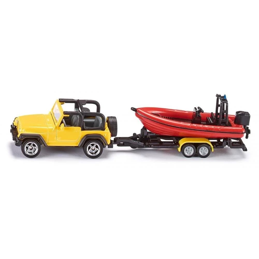 Siku Spielzeug-Auto SIKU 1658 Jeep Wrangler mit Motorboot Druckguss-Set