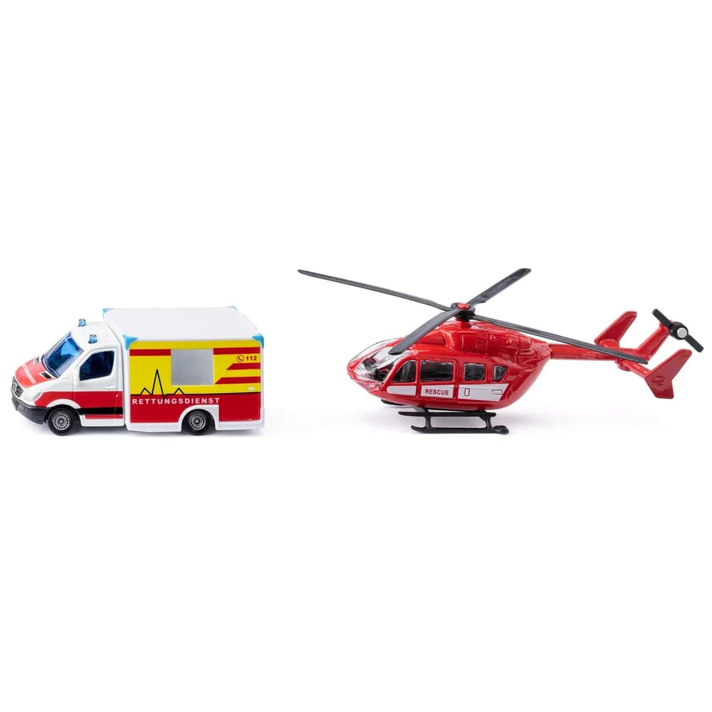 Siku Modellauto 1748 Mercedes-Benz Rettungswagen und Helikopter