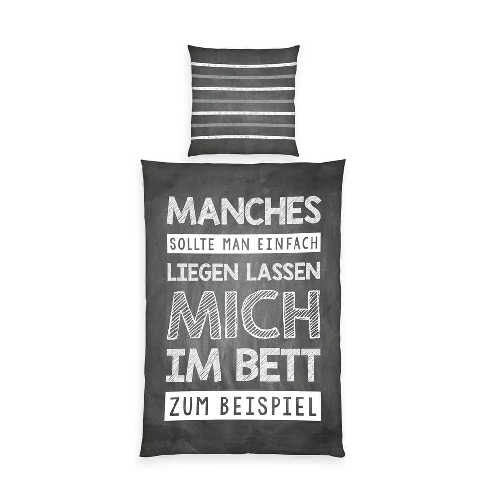 Herding Sprüche Bettwäsche Größe 80x80 + 135x200 cm