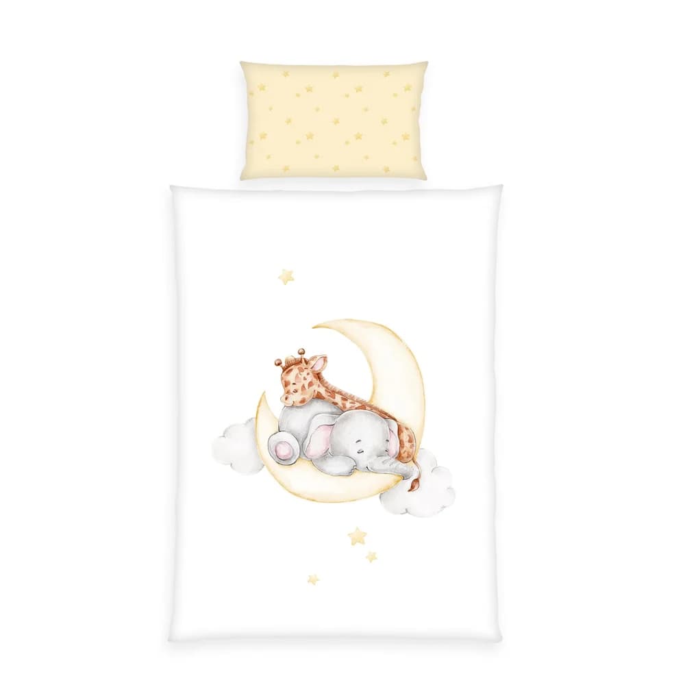 Herding Babybettwäsche Herding Flanell Baby Kinder Bettwäsche Sleeping on the moon 100x135, Flanell, 2 teilig bunt