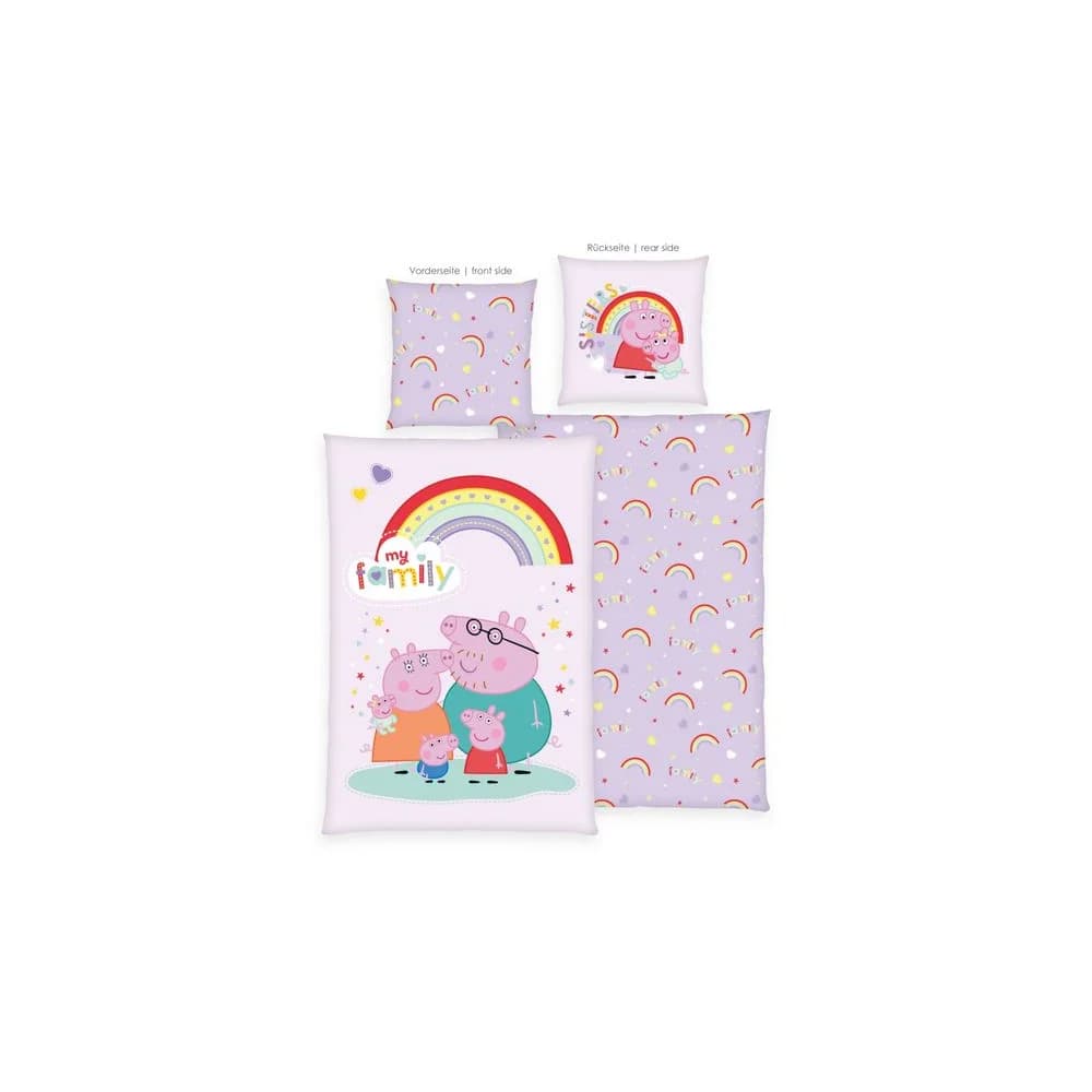 Baby Best Peppa Pig Renforcé Wende-Bettwäsche 80x80 / 135x200 cm, mehrfarbig