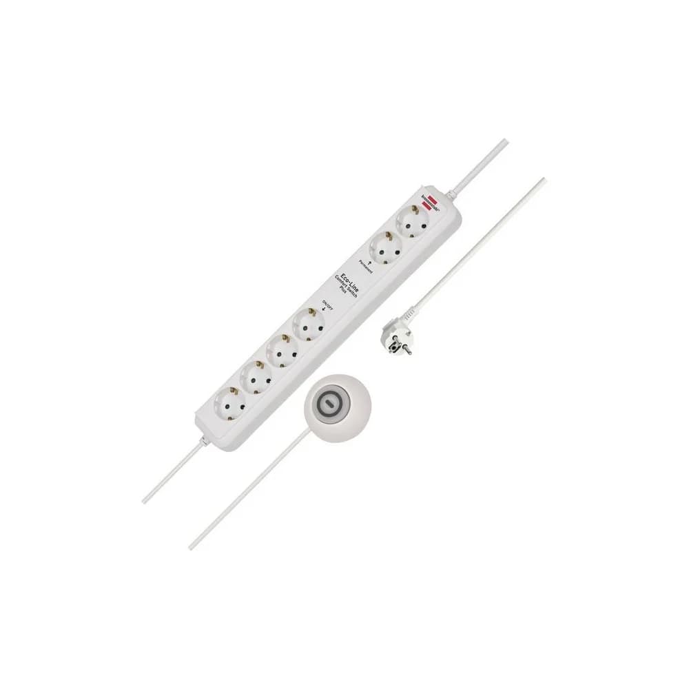 Brennenstuhl Eco-Line Comfort Switch Plus CSP24, 6-fach, weiß, 1,5m, Fußschalter