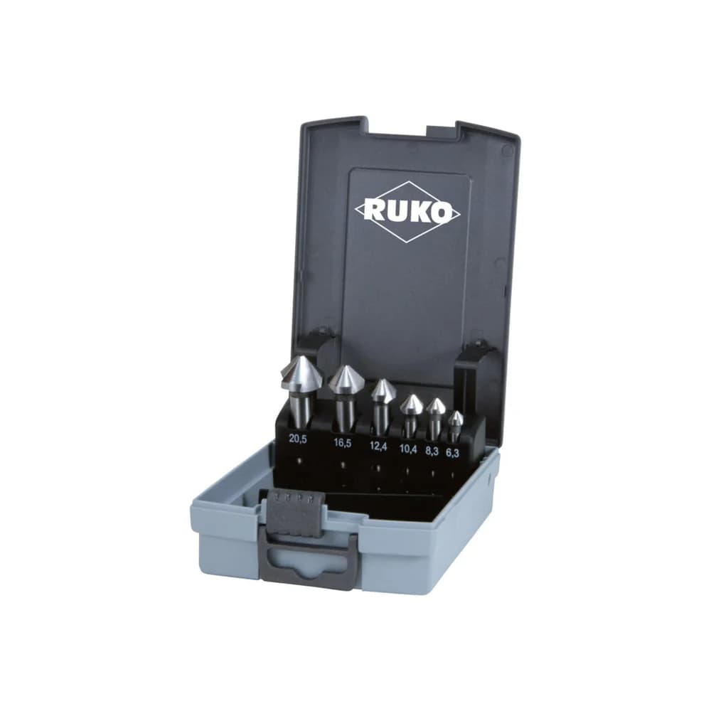 RUKO Kegel- und Entgratsenker-Satz DIN 335 Form C 90° HSS Co 5 in ABS-Kunststoffkassette