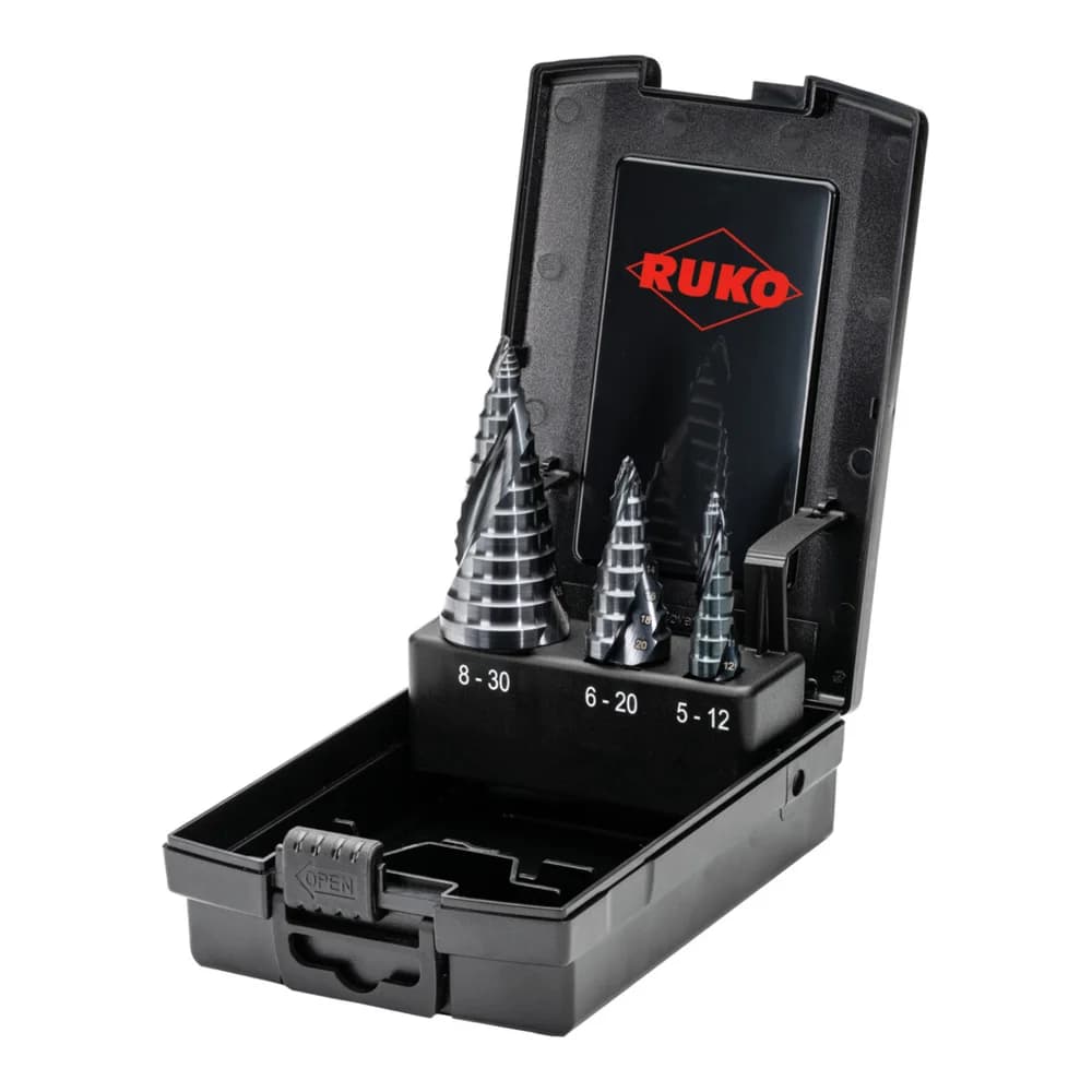 RUKO 101626PRO - UC Stufenbohrersatz, 3-teilig, FLOWSTEP, HSS RUnaTEC