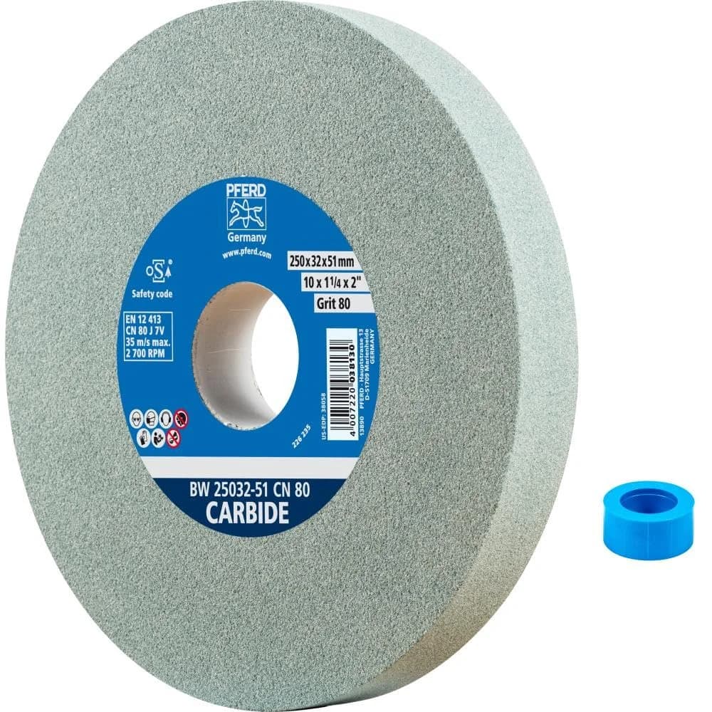 PFERD TOOLS Schleifbockscheibe Ø 250x32 mm Bohrung-Ø 51 mm SiC80 für harte Materialien z.B. Hartmetall