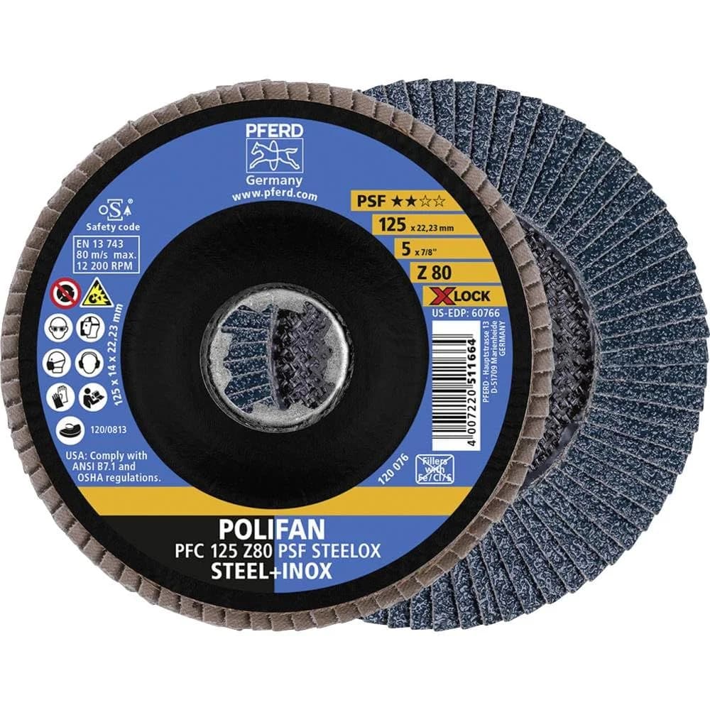 Pferd Fächerschleifscheibe X-LOCK STEELOX K80PSF 125mm