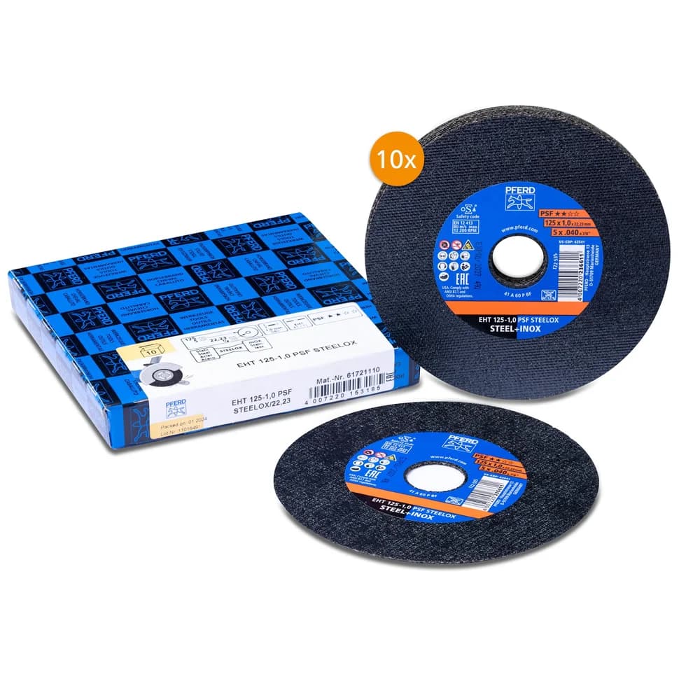 PFERD TOOLS Trennscheibe EHT 125x1,0x22,23 mm gerade Universallinie PSF STEELOX für Stahl/Edelstahl (10)