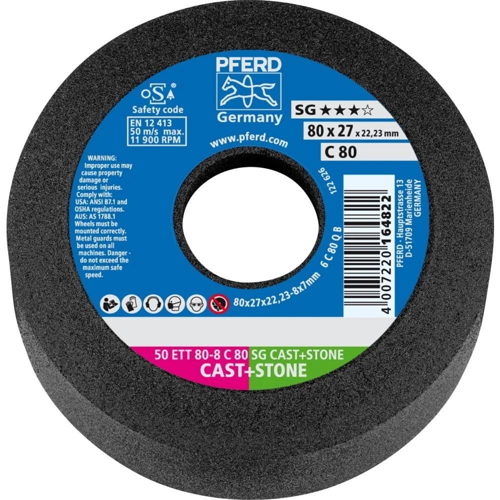 PFERD TOOLS Schleiftopf ETT 80x8x22,23 mm Leistungslinie SG CAST+STONE für Guss/Stein