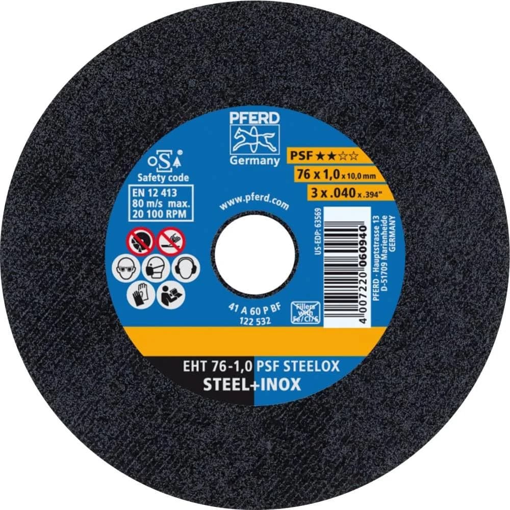 PFERD TOOLS Klein-Trennscheibe EHT 76x1,0x10mm gerade Universallinie PSF STEELOX für Stahl/Edelstahl (10)