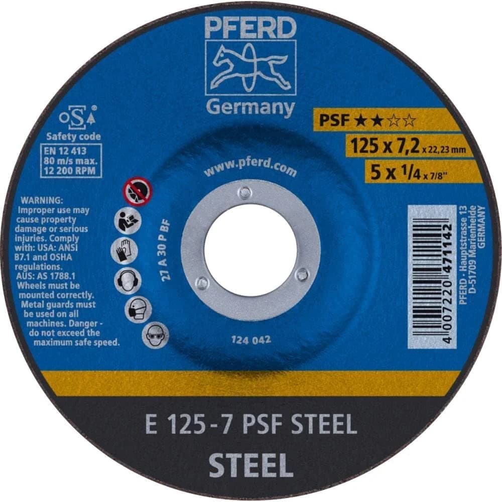 PFERD TOOLS Schruppscheibe E 125x7,2x22,23 mm Universallinie PSF STEEL für Stahl