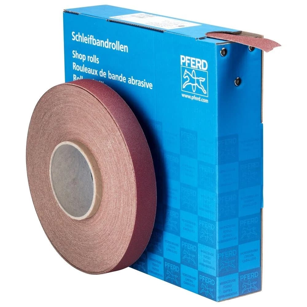 PFERD TOOLS Korund Schleifbandrolle Gewebe SBR Breite 25 mmxLänge 50m A120 für universelle Anwendung