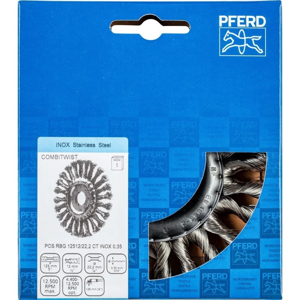 PFERD TOOLS COMBITWIST Rundbürste gezopft RBG Ø 125x12x22,2 mm Edelstahl-Draht-Ø 0,35 mm Winkelschleifer