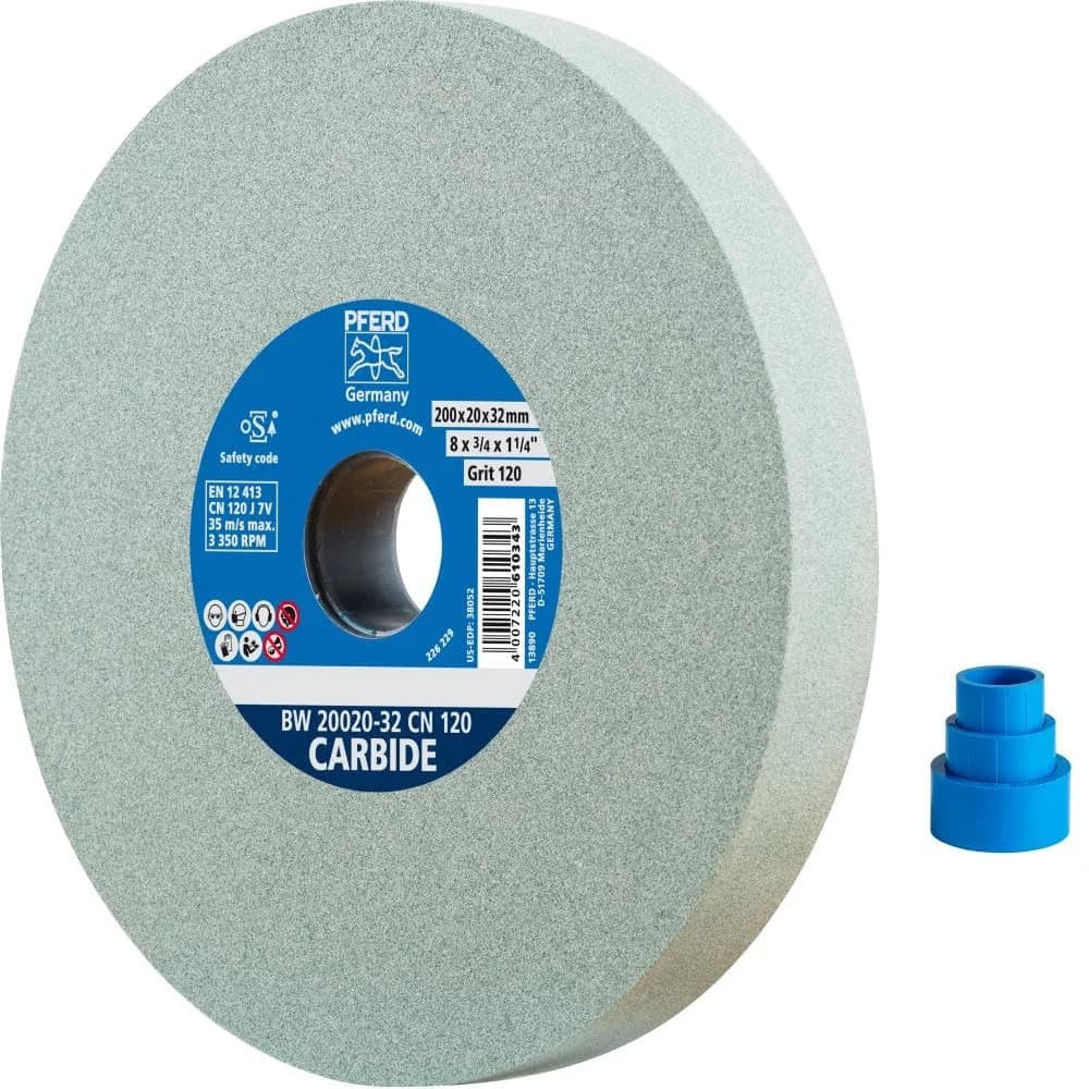 PFERD TOOLS Schleifbockscheibe Ø 200x20mm Bohrung-Ø 51 mm SiC120 für harte Materialien z.B. Hartmetall