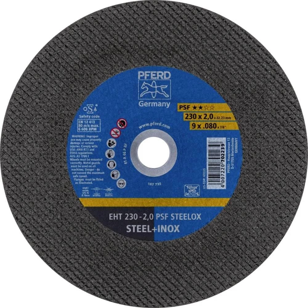 PFERD TOOLS Trennscheibe EHT 230x2,0x22,23 mm gerade Universallinie PSF STEELOX für Stahl/Edelstahl