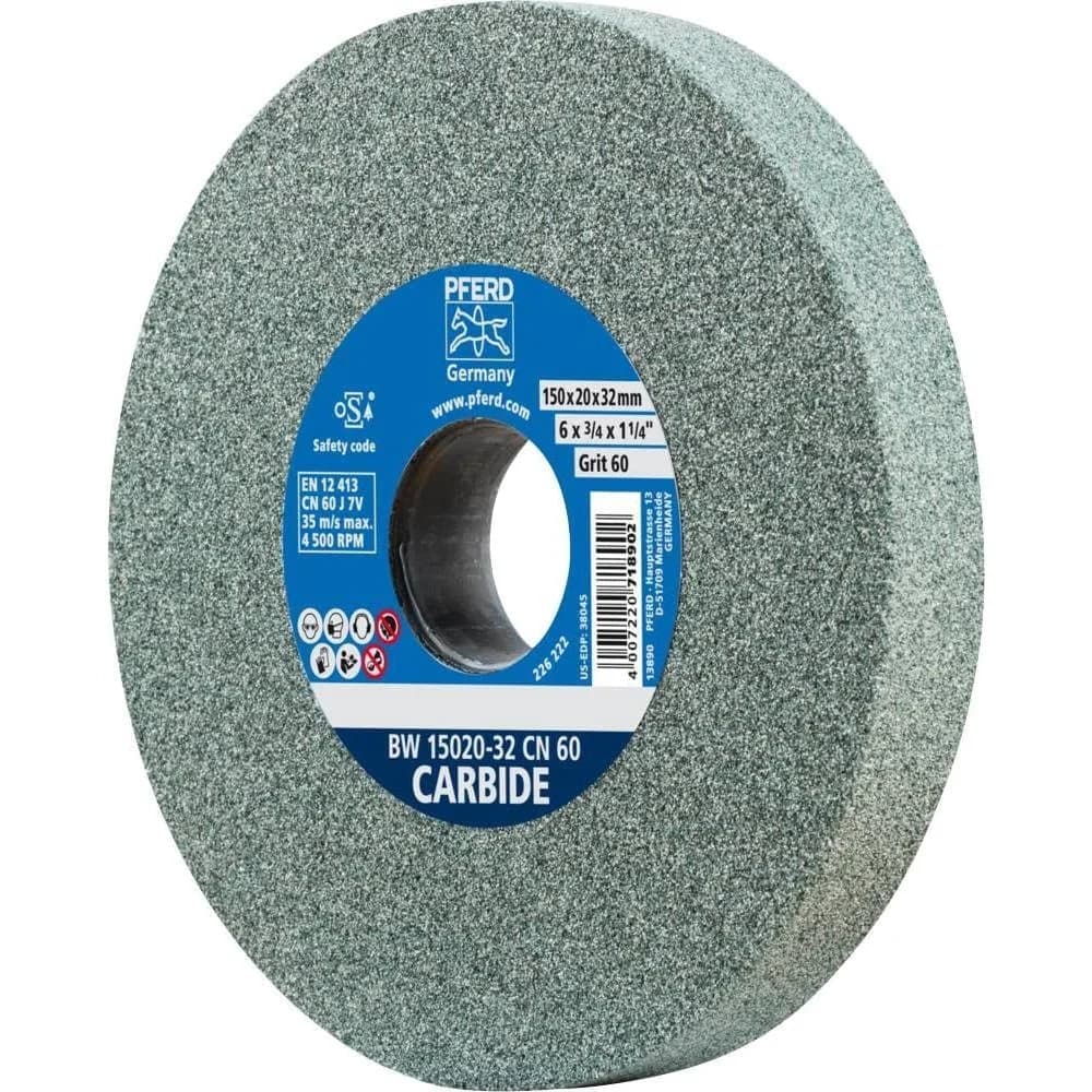 PFERD TOOLS Schleifbockscheibe Ø 150x20mm Bohrung-Ø 32 mm SiC60 für harte Materialien z.B. Hartmetall