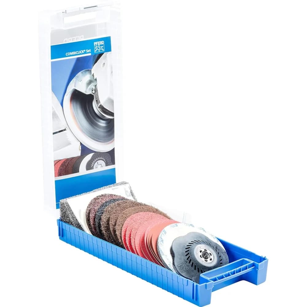 PFERD TOOLS COMBICLICK Set 19-tlg. Ø 125 mm M14 Bearbeitungen grob bis poliert mit Winkelschleifer