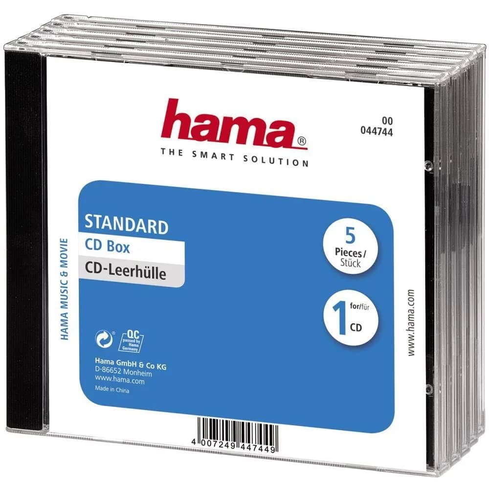 Hama CD-Leerhülle Standard 5er-Pack Transparent/Schwarz