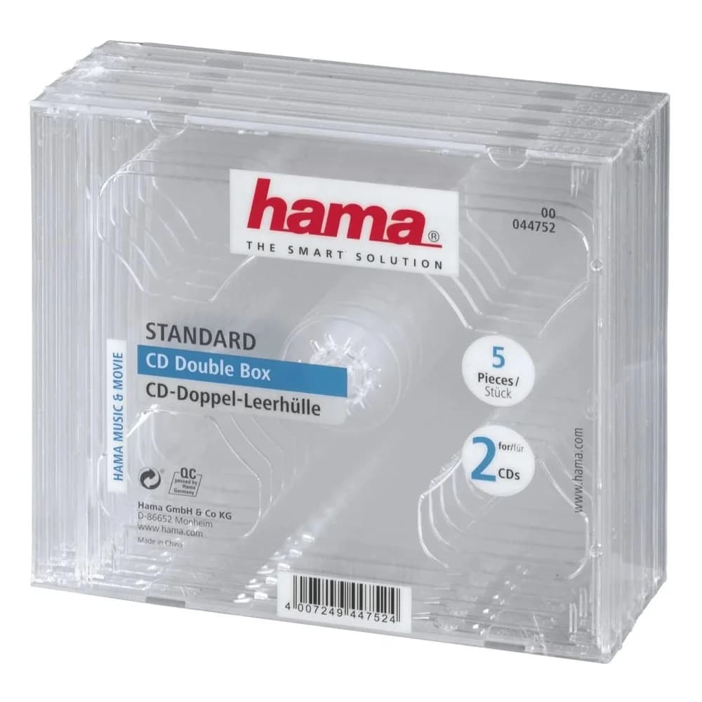 Hama CD-Double-Box 5er-Pack Transparent Jewel-Case 44752