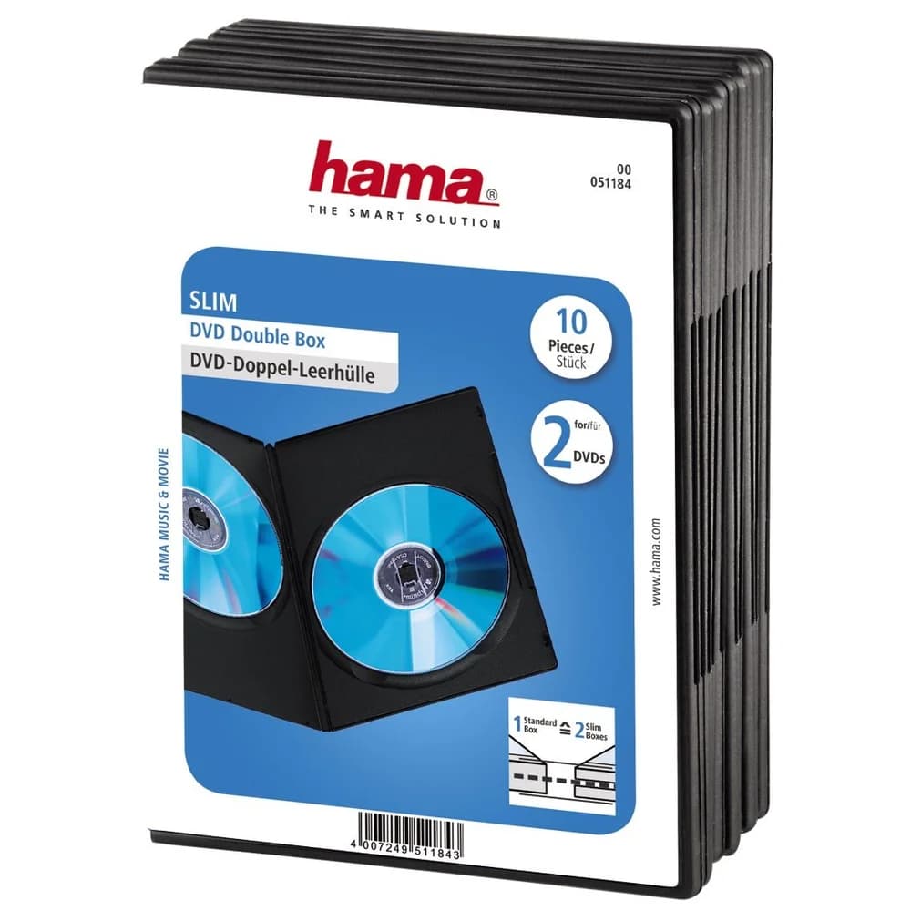 Hama DVD Slim Double-Box 10, Black 2 Disks Schwarz