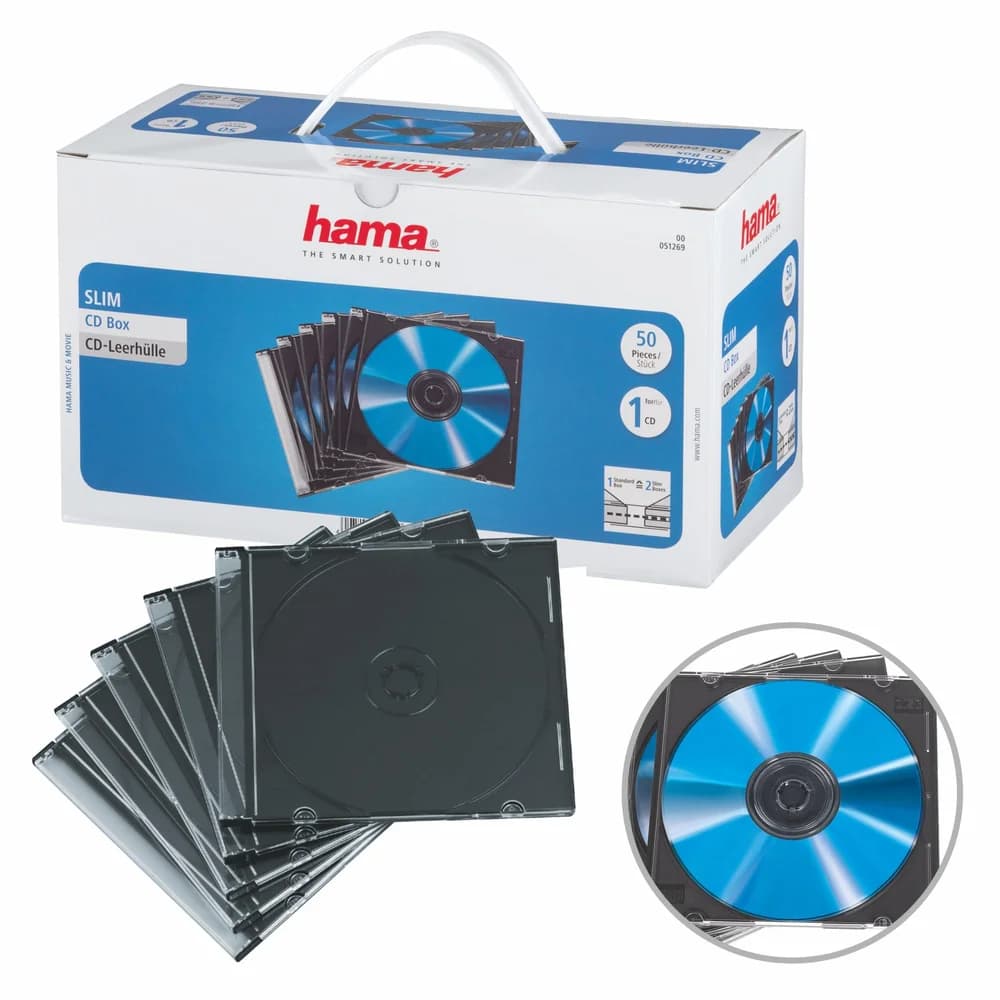 HAMA CD-Leerhülle Slim, 50er-Pack