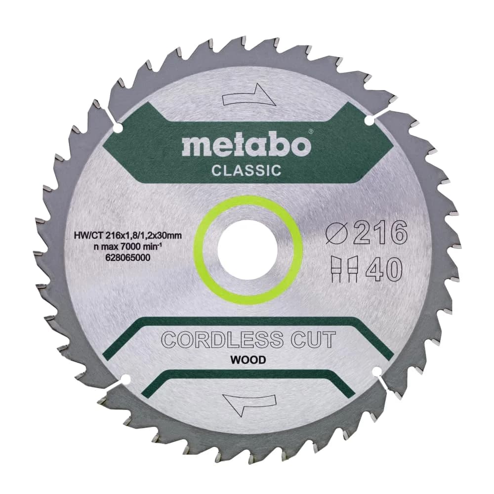 Metabo Sägeblatt "cordless cut wood - classic"216x1,8/1,2x30 Z40 WZ 5°